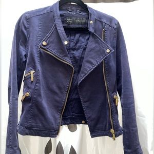 Blue Zara moto jacket